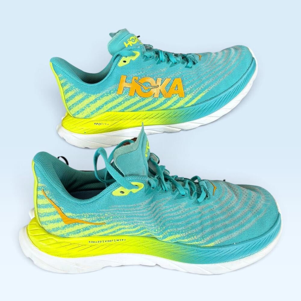 HOKA Mach 5 Women’s Size 8B Turquoise Yellow Running Shoes - Picture 7 of 13